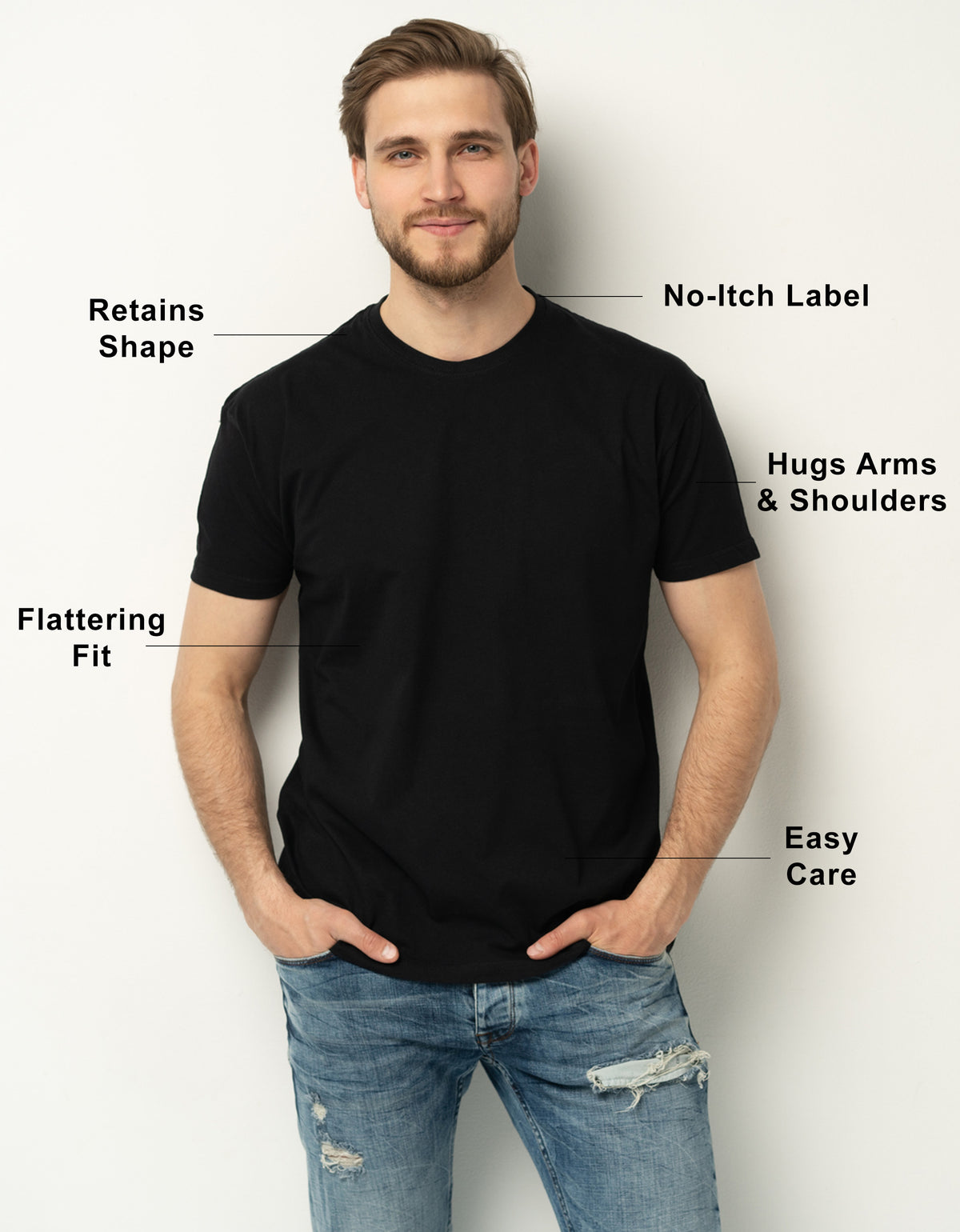 Men’s Premium Fitted T-Shirts – Super Soft Crew Neck Short Sleeve Shirt Packs - Fresh Classic Tees