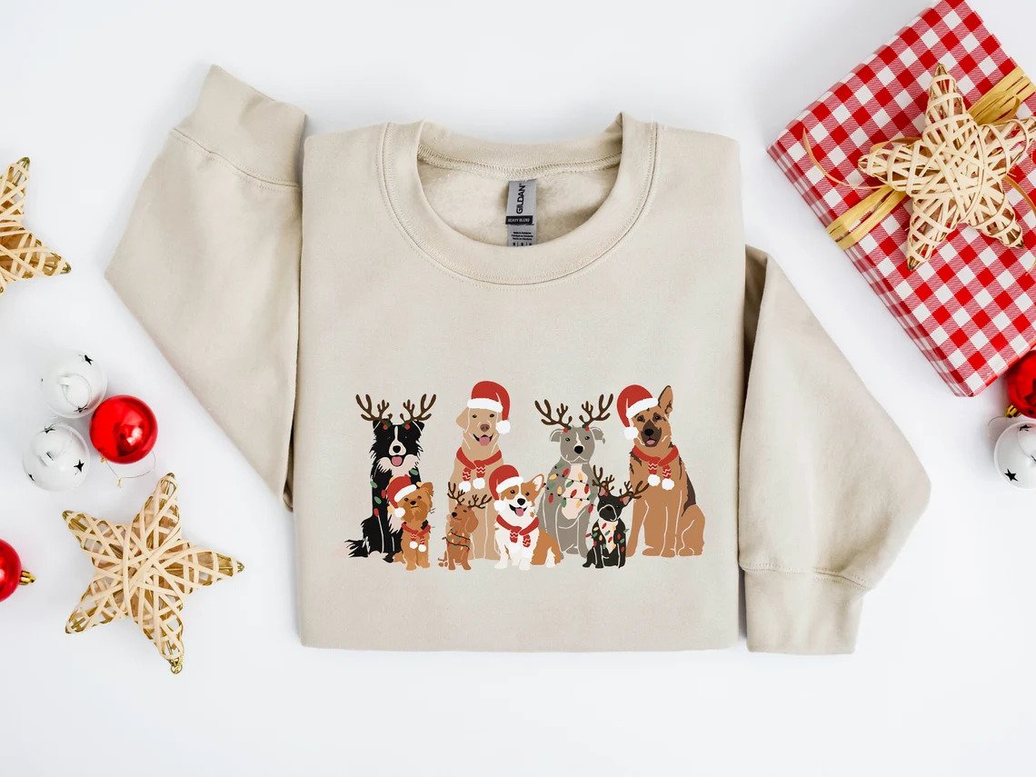 Christmas Dogs Sand Sweatshirt Shirt Union