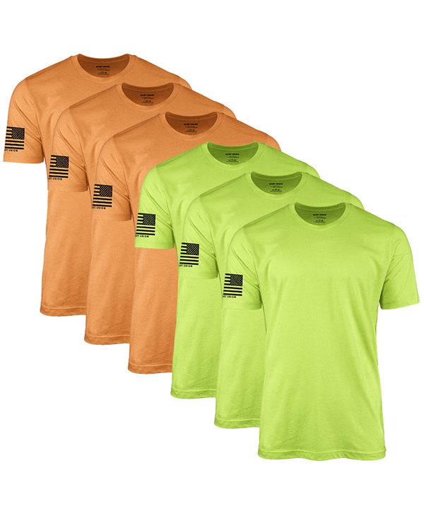 Hi-Vis Safety Colors Mix Flag T-Shirt Bundle (6 Pack)