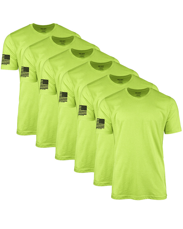 Hi-Vis Safety Yellow Flag T-Shirt Bundle (6 Pack)