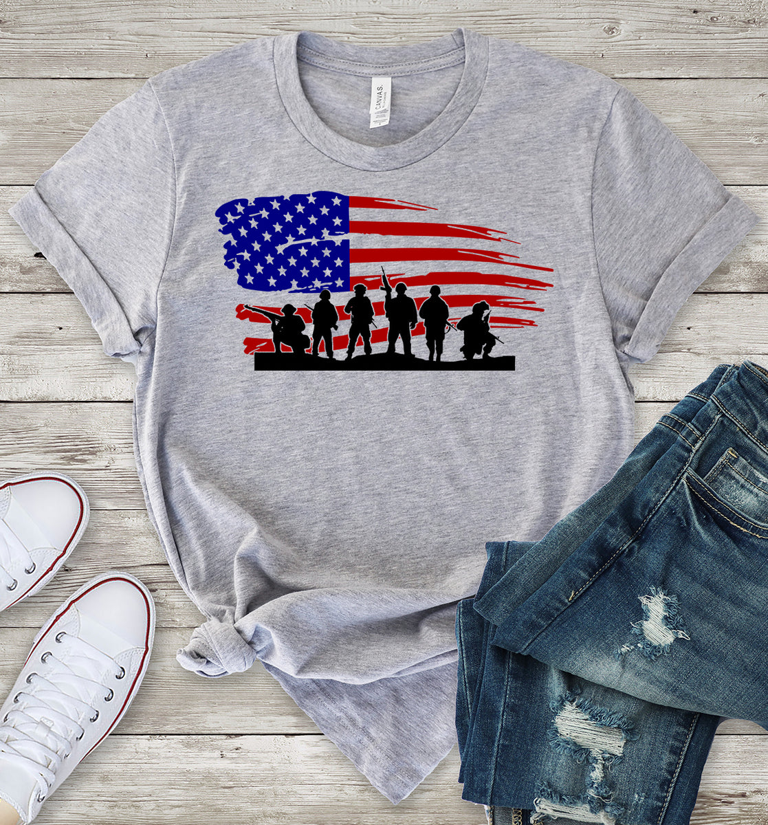 American Flag Soldiers T-Shirt