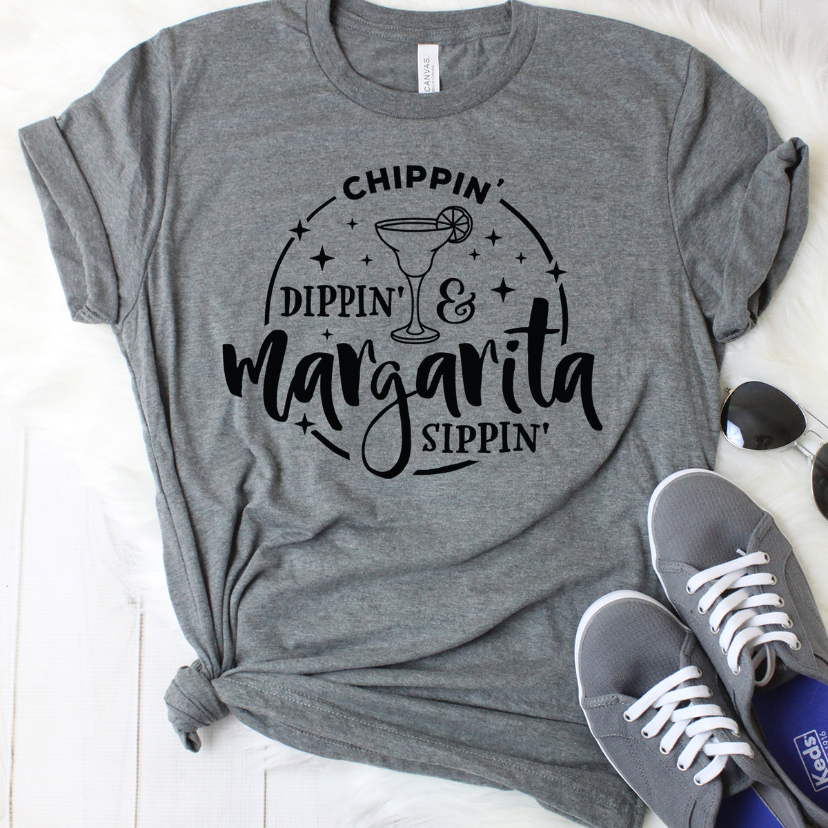 Chippin Dippin Margarita Sippin Dark Grey T-Shirt