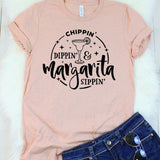 Chippin Dippin Margarita Sippin Heather Peach T-Shirt