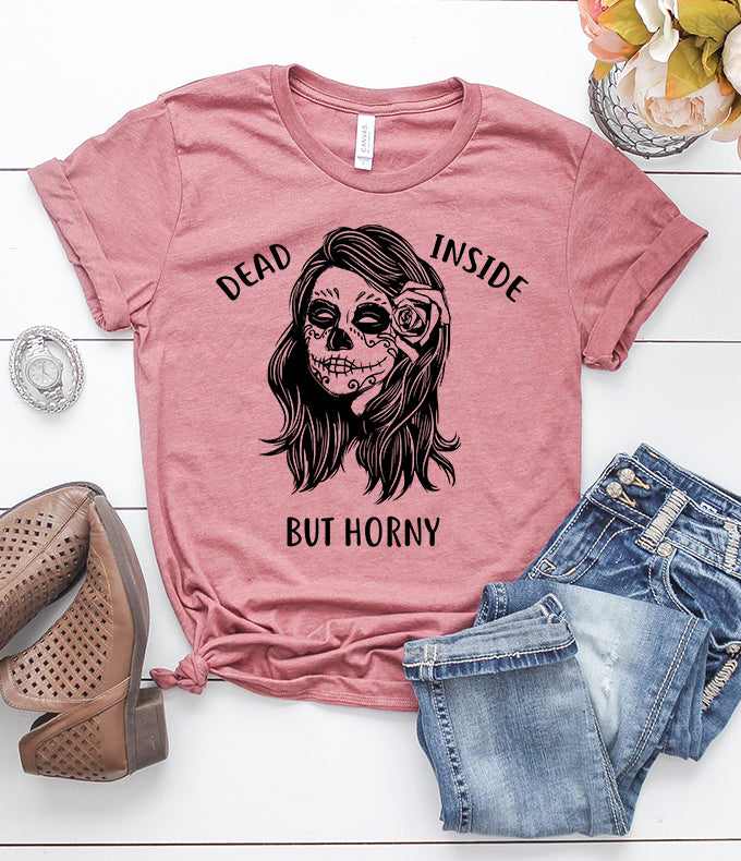 Dead Inside But Horny Heather Mauve T-Shirt