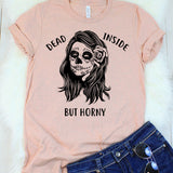 Dead Inside But Horny Heather Peach T-Shirt
