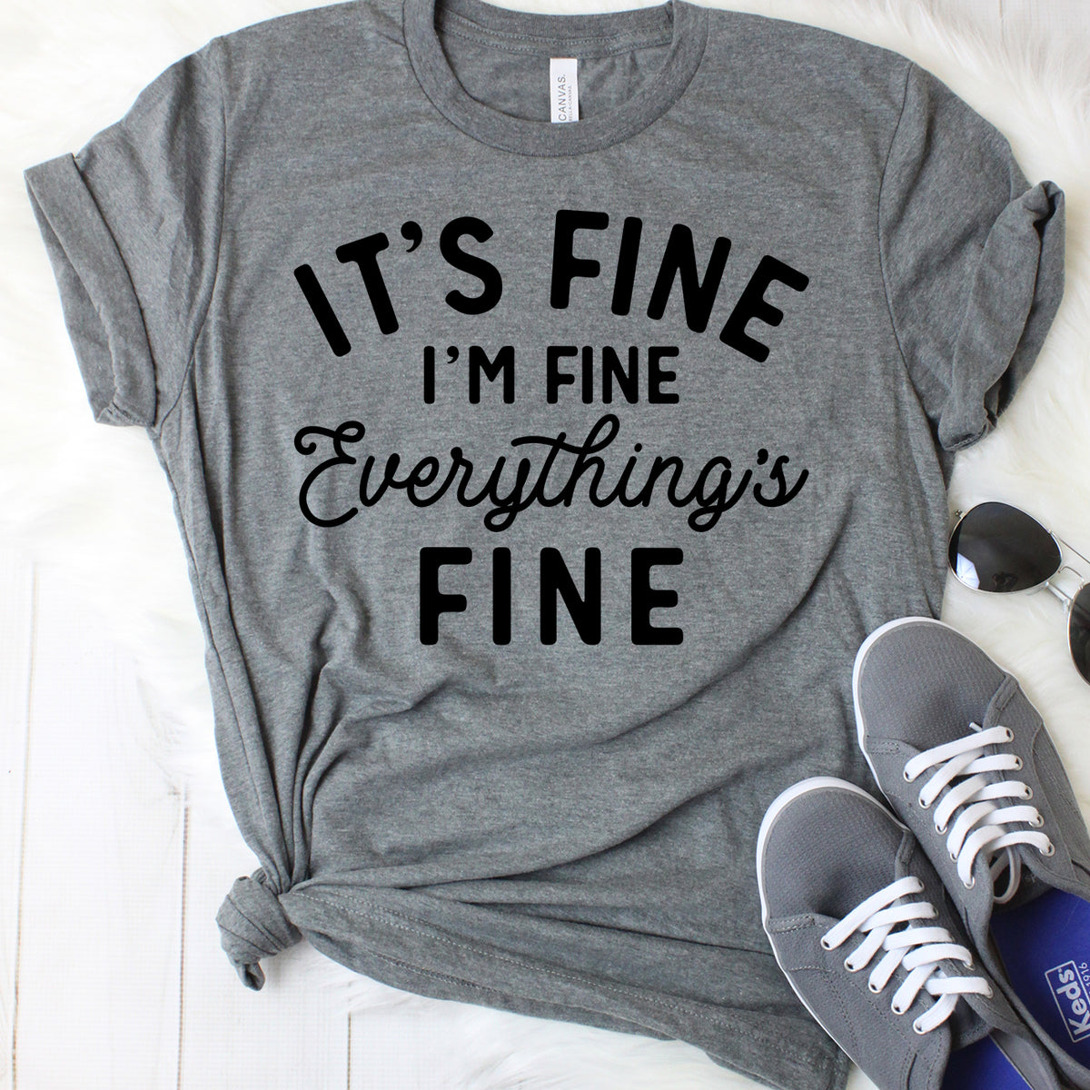It's Fine I'm Fine Everything's Fine Dark Grey T-Shirt