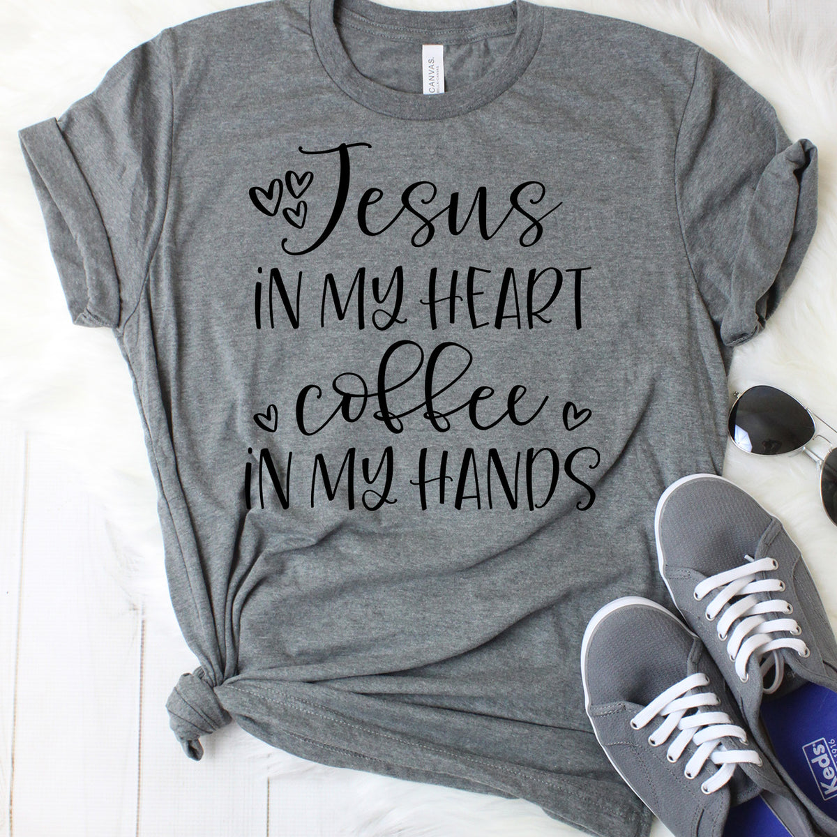 Jesus in my Heart and Coffee in my Hands T-Shirt