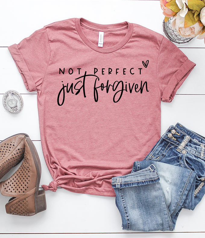 Not Perfect Just Forgiven Heather Mauve T-Shirt